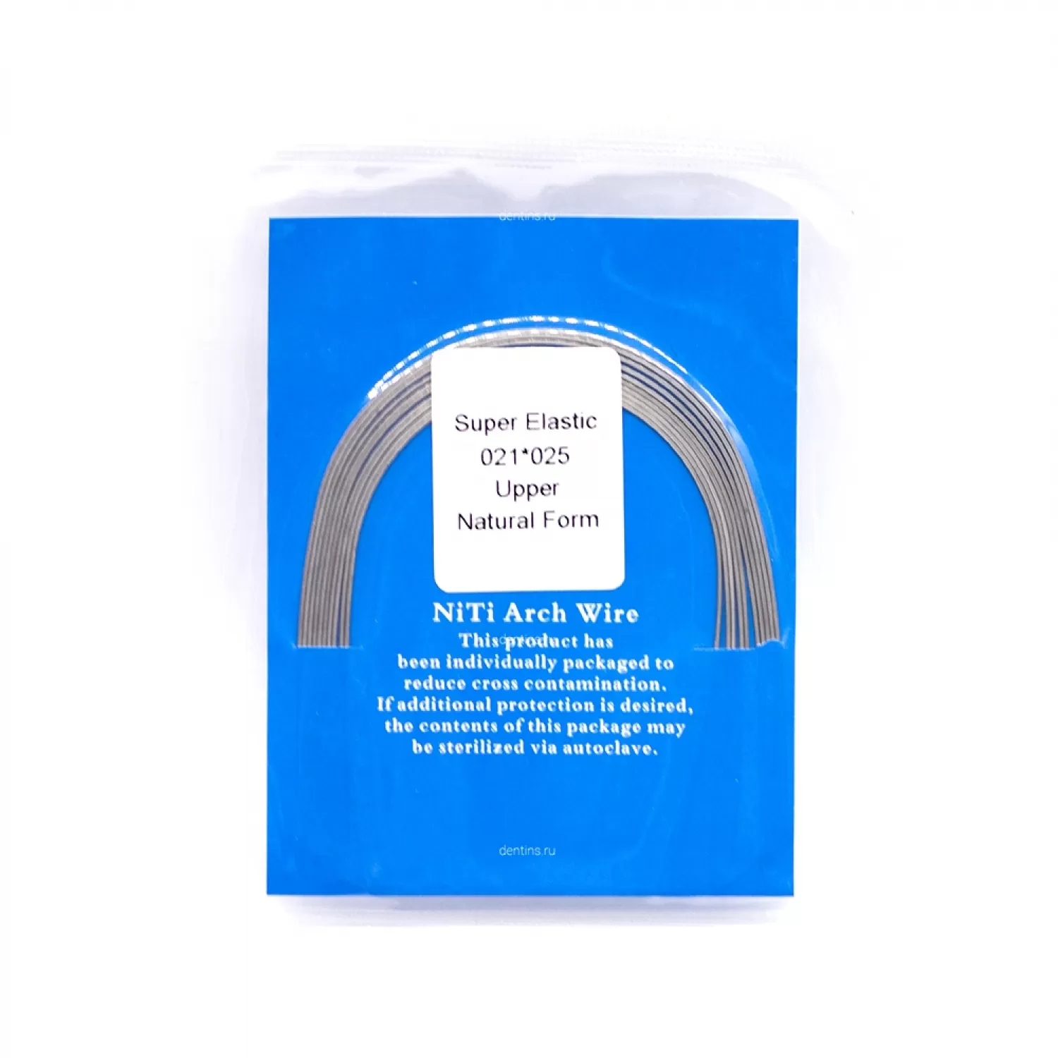 Дуга ортодонтическая NiTi прямоугольная 021×025, верхняя, SuperElastic Natural A-quality, 10 шт