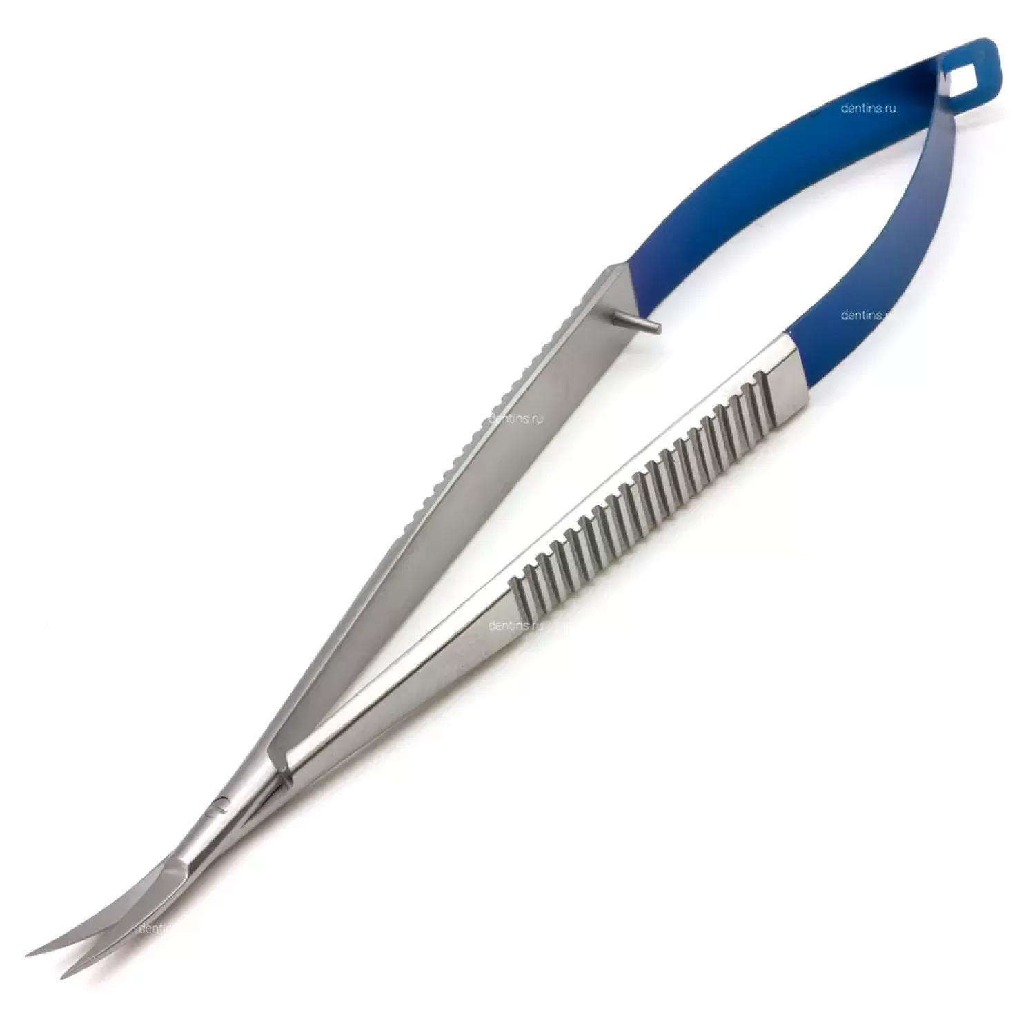 Ножницы микрохирургические Кастровьехо (Castroviejo) TC Flat Blue, изогнутые