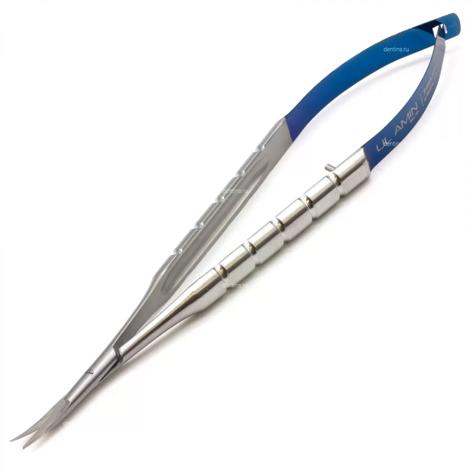 Ножницы микрохирургические Кастровьехо (Castroviejo) TC Round Blue, изогнутые