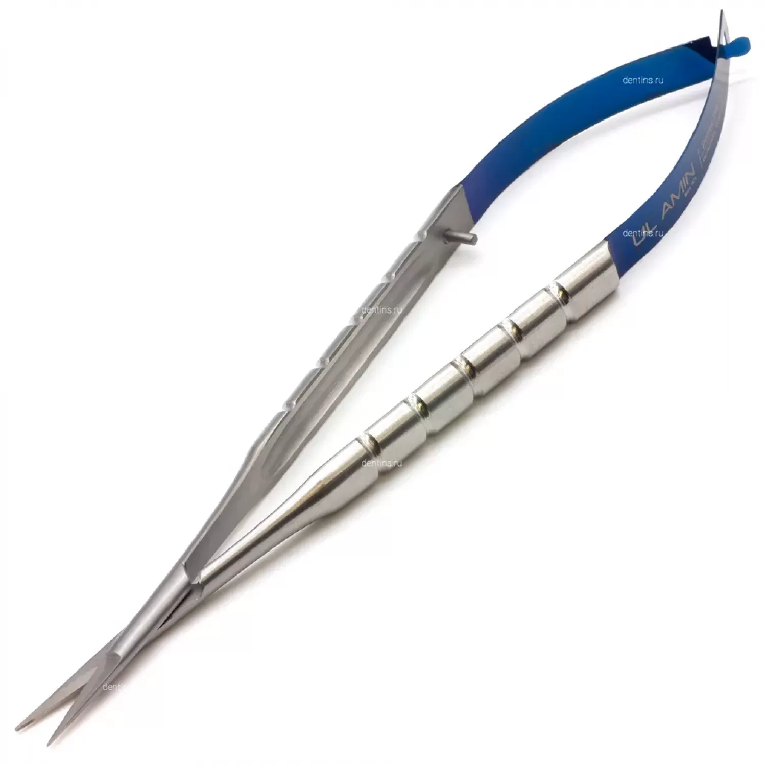 Ножницы микрохирургические Кастровьехо (Castroviejo) TC Round Blue, прямые