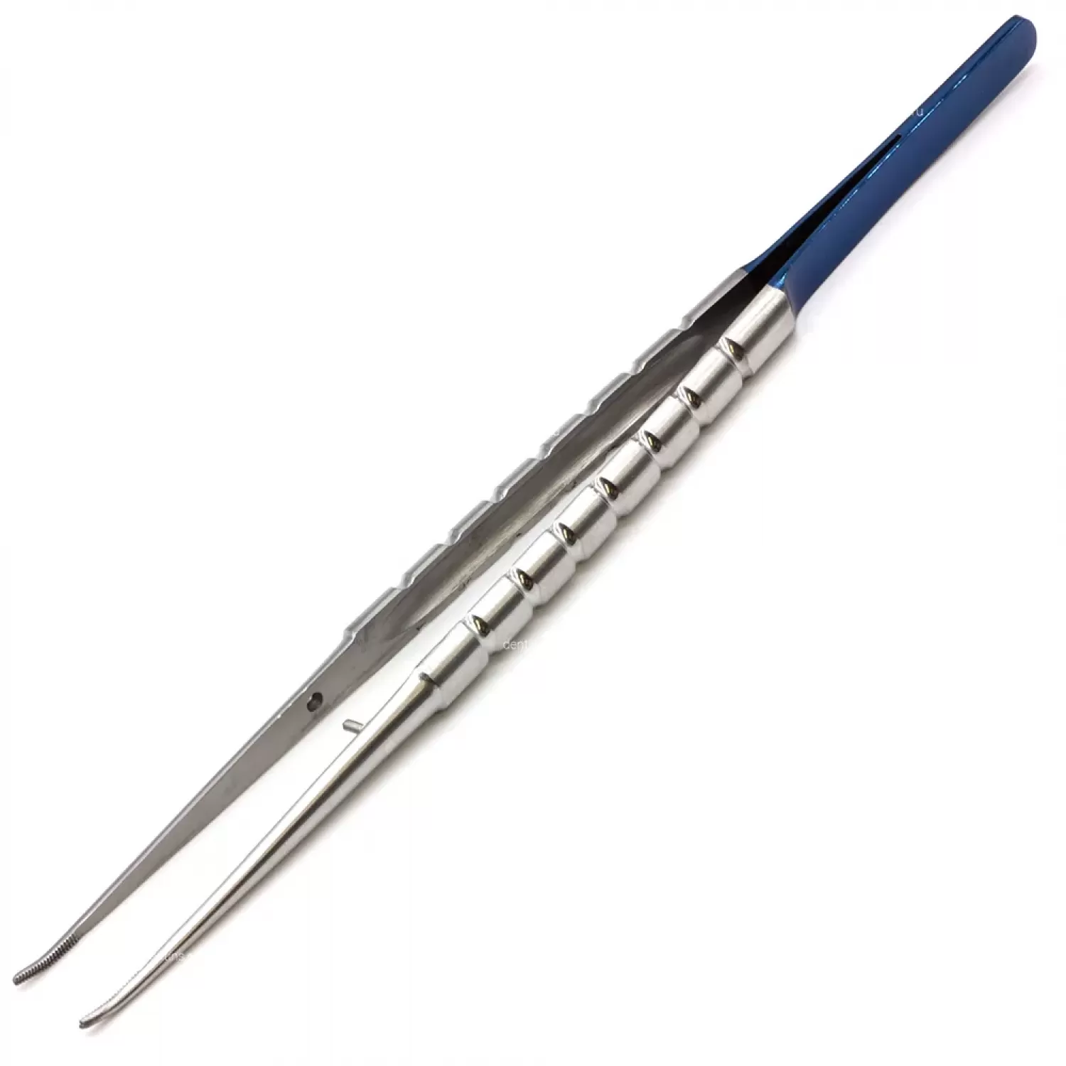 Пинцет микрохирургический Round Blue, изогнутый