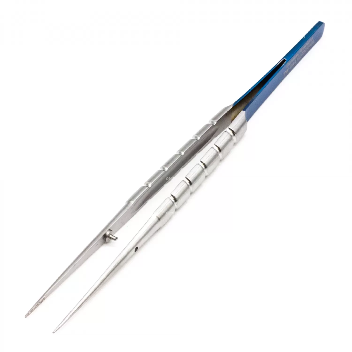 Пинцет микрохирургический с алмазным напылением Diamond Round Blue, 16 см, прямой