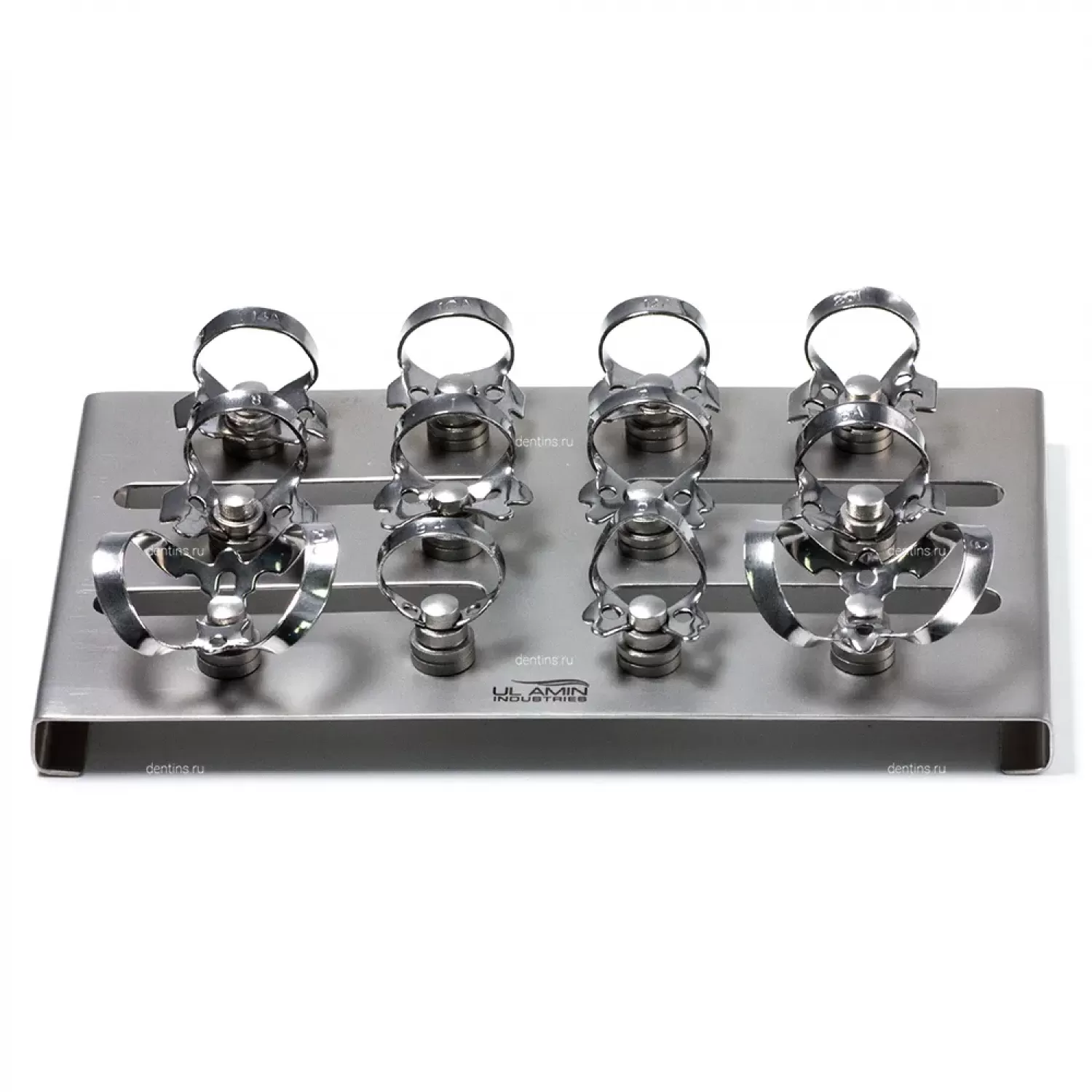 Набор из 12 клампов для коффердама с подставкой Silver