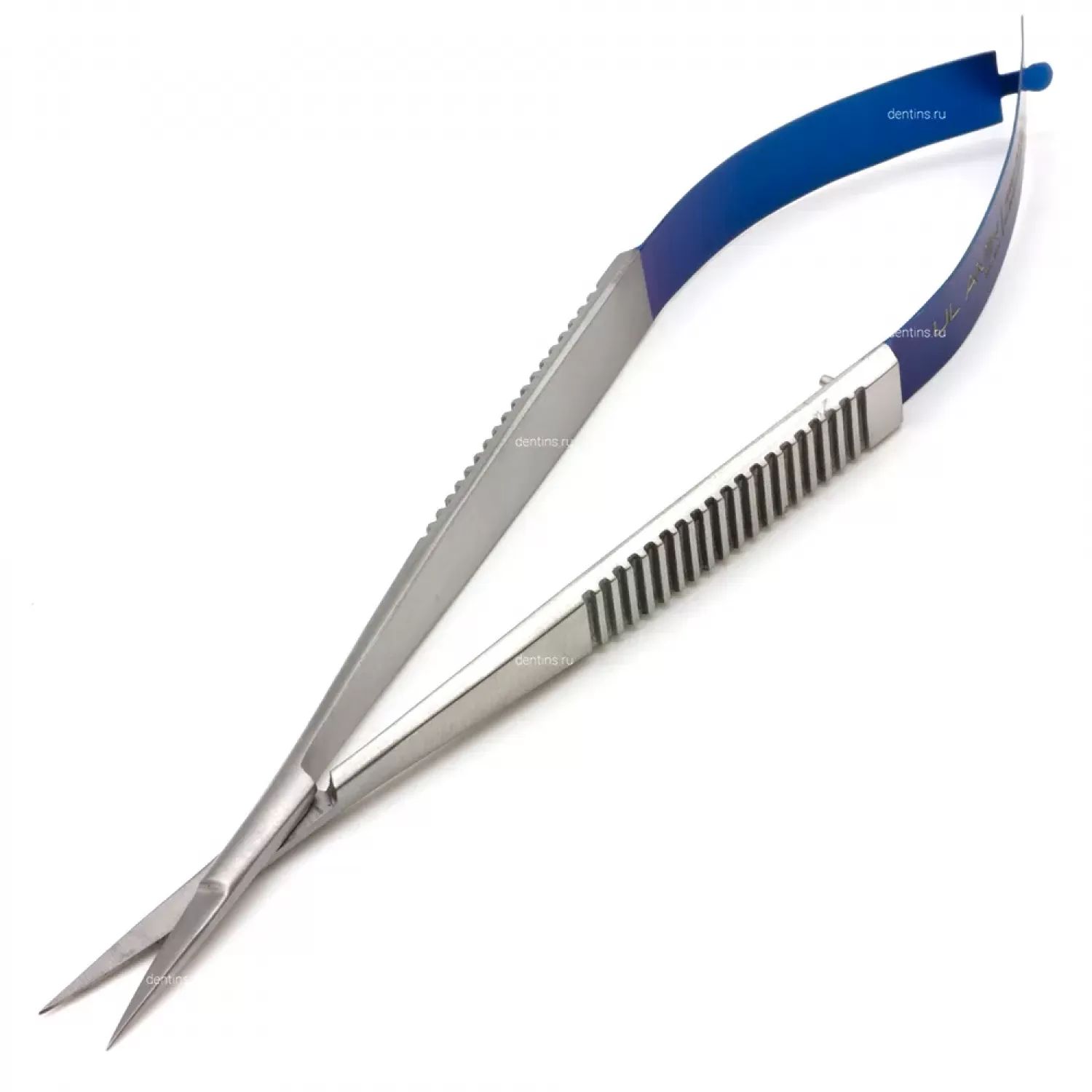 Ножницы микрохирургические Кастровьехо (Castroviejo) TC Flat Blue, прямые
