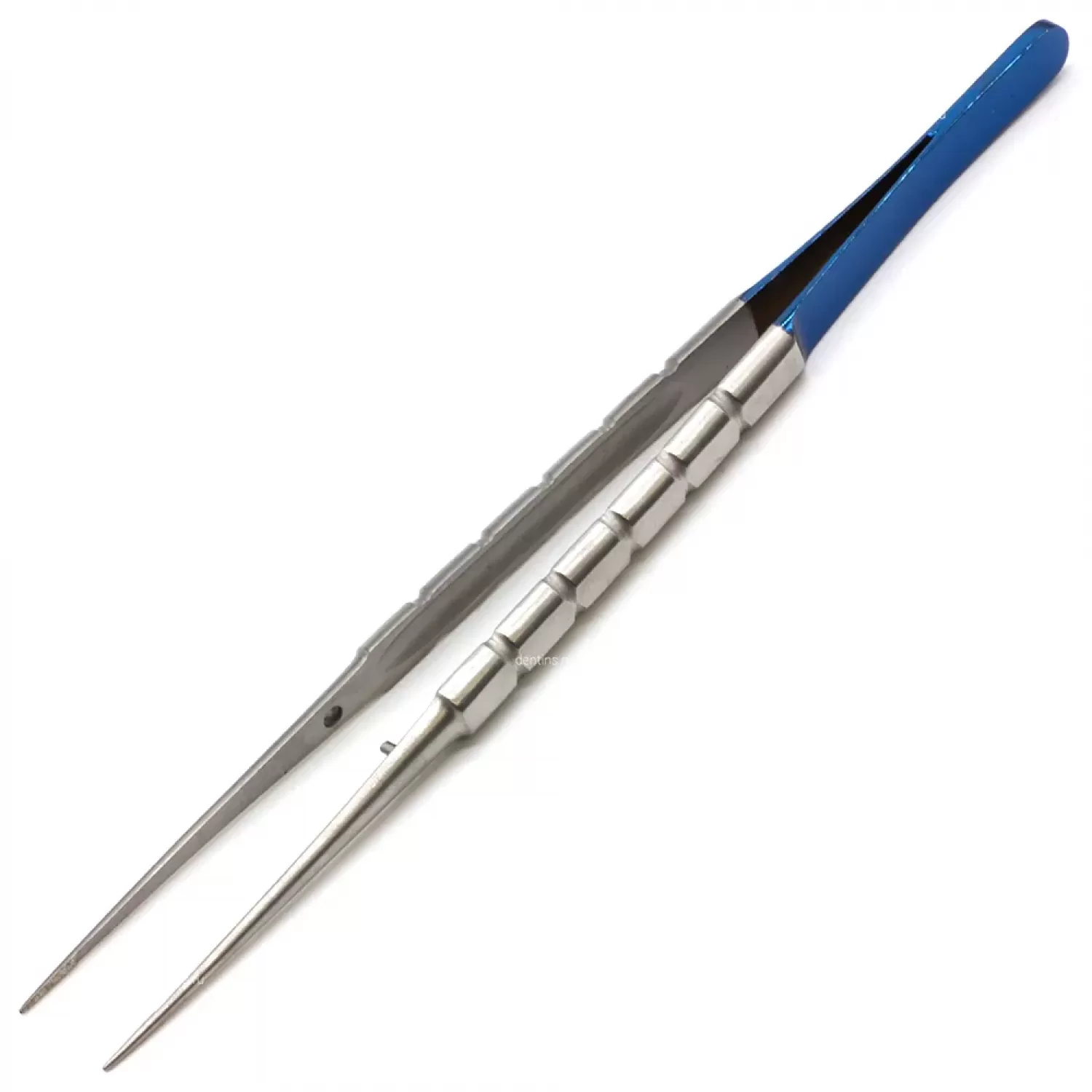Пинцет микрохирургический с алмазным напылением Diamond Round Blue, 18 см, прямой