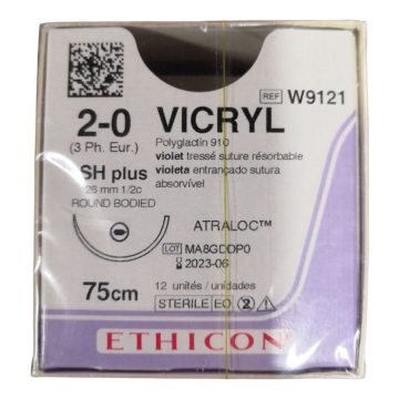 Викрил - Vicryl W9121 2|0 (75см), 1|2, 26мм, кол.) 12шт